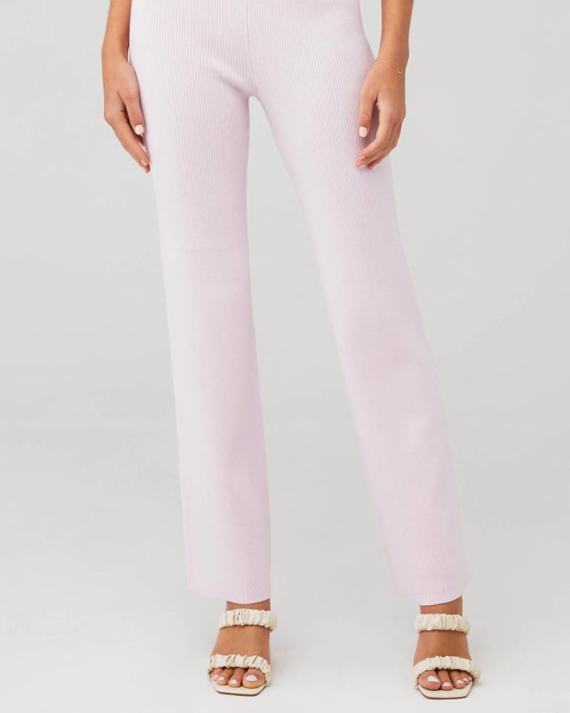Front of a model wearing a size XL Scorpios Fine Knit Trouser in Pink in Pink by 4th & Reckless. | dia_product_style_image_id:338528